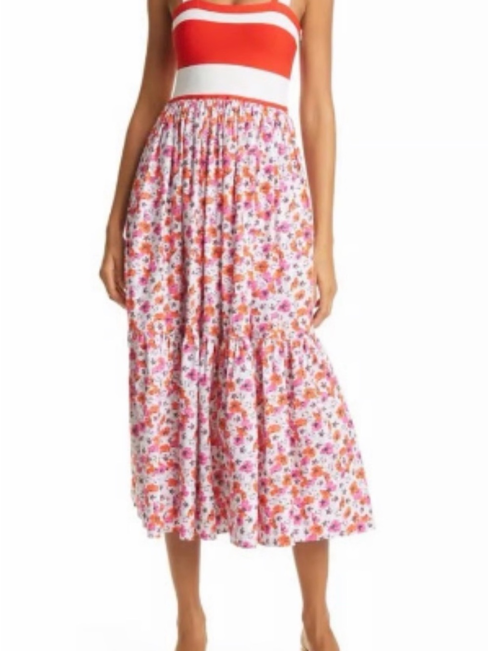 Tanya Taylor Gianna Pink & Orange Floral Maxi Dress